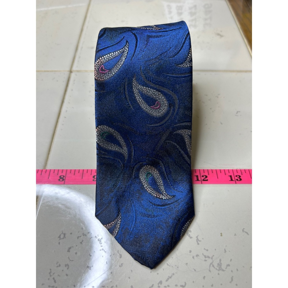 Metropolis Men's Blue Paisley‎ Silk Blend Necktie
